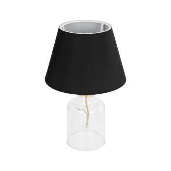 GLOBOSTAR® TRANS 204-0054 Μοντέρνο Επιτραπέζιο Φωτιστικό Πορτατίφ με Ντουί 1 x E27 AC 220-240V IP20 - Διάφανο & Μαύρο - Μ22 x Π22 x Υ34cm