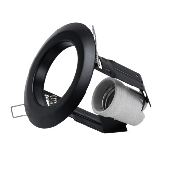 GLOBOSTAR® ACIDA 77845 Χωνευτή Βάση για Σποτ R63 με Ντουί E27 IP20 - Μαύρο Ματ - Μ11 x Π11 x Υ11cm / Q9cm