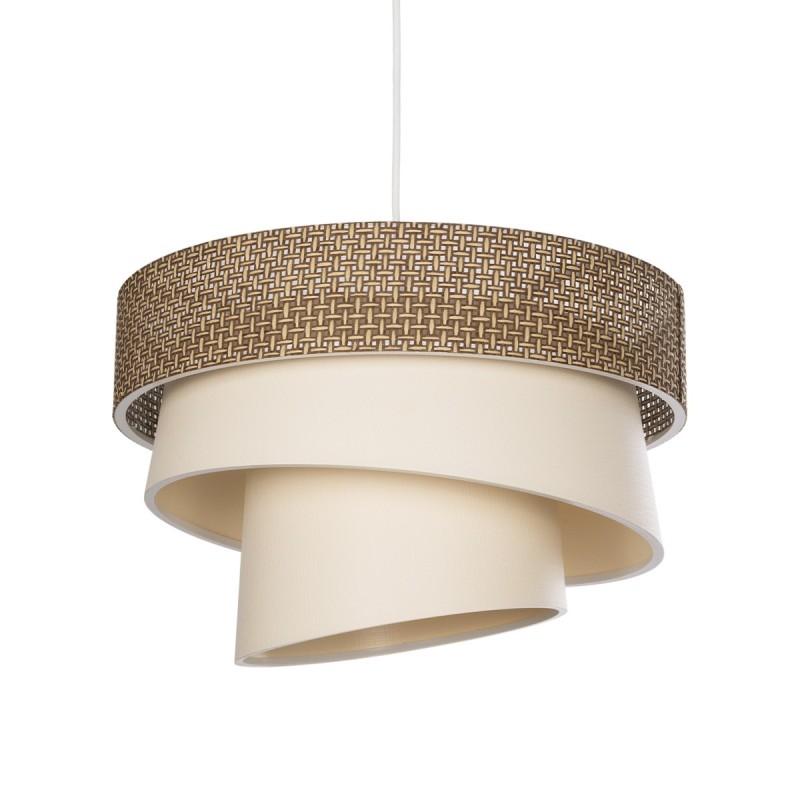 GloboStar® SIERA 203-0169 Μοντέρνο Κρεμαστό Φωτιστικό Καπέλο Μονόφωτο 1 x E27 IP20 Καφέ & Σκούρο Μπεζ Ύφασμα - Μ38 x Π38 x Υ95cm