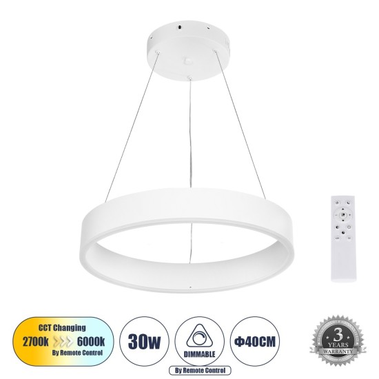 GLOBOSTAR® VENOM 61174 Μοντέρνο Κρεμαστό Φωτιστικό Οροφής LED 30W 3513lm 120° AC 220-240V IP20 Ρυθμιζόμενο Λευκό CCT με Χειριστήριο από 2700K έως 6000K Dimmable - Lumileds SMD Chip - Λευκό Ματ - Μ40 x Π40 x Υ6.5cm - 3 Χρόνια Εγγύηση GLOBOSTAR® VENOM 61174 Μοντέρνο Κρεμαστό Φωτιστικό Οροφής LED 30W 3513lm 120° AC 220-240V IP20 Ρυθμιζόμενο Λευκό CCT με Χειριστήριο από 2700K έως 6000K Dimmable - Lumileds SMD Chip - Λευκό Ματ - Μ40 x Π40 x Υ6.5cm - 3 Χρόνια Εγγύηση