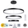 GLOBOSTAR® NEMESIS TRIO 61170 Μοντέρνο Κρεμαστό Φωτιστικό Οροφής LED 120W 14723lm 360° AC 220-240V IP20 Ρυθμιζόμενο Λευκό CCT με Χειριστήριο από 2700K έως 6000K Dimmable - Lumileds SMD Chip - Μαύρο Ματ - Μ80 x Π80 x Υ60cm - 3 Χρόνια Εγγύηση