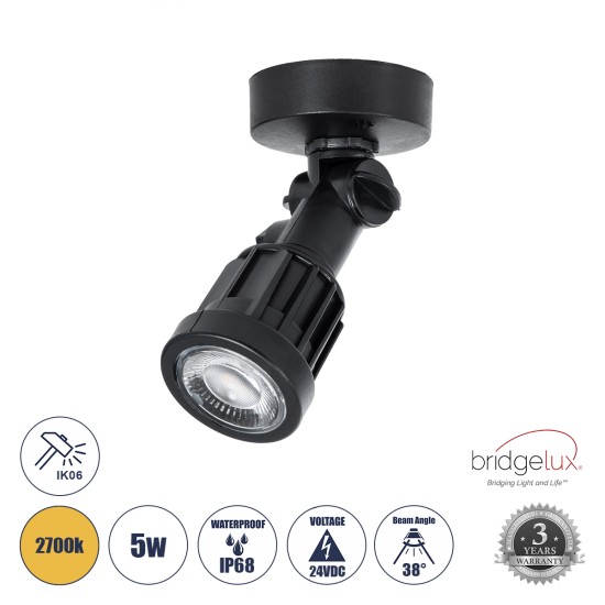 GloboStar® GARDENINI 61546 Επιφανειακό Φωτιστικό Σποτ Κήπου LED 5W 650lm 38° DC 24V IP68 Υψηλής Αντοχής ABS IK06 Φ7 x Υ14.5cm - Θερμό Λευκό 2700K Dimmable - Μαύρο - Bridgelux Chip - 3 Years Warranty GloboStar® GARDENINI 61546 Επιφανειακό Φωτιστικό Σποτ Κήπου LED 5W 650lm 38° DC 24V IP68 Υψηλής Αντοχής ABS IK06 Φ7 x Υ14.5cm - Θερμό Λευκό 2700K Dimmable - Μαύρο - Bridgelux Chip - 3 Years Warranty