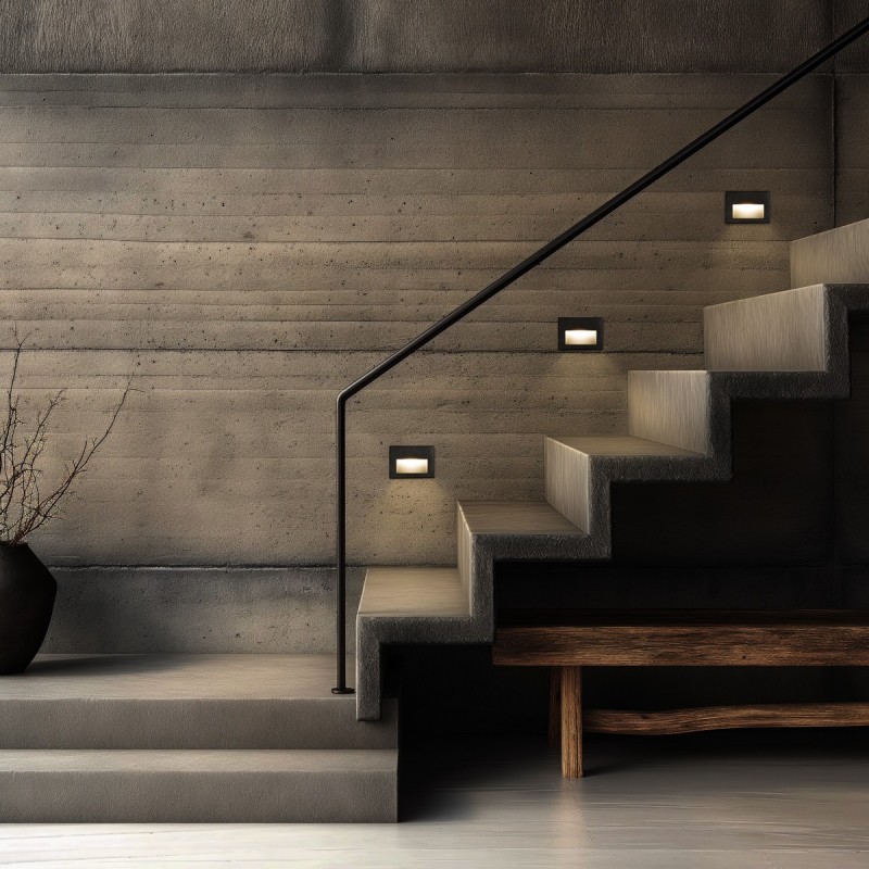 kelvo® STEPART KLV-101-0083 Χωνευτό Φωτιστικό Σκαλοπατιού / Διαδρόμου LED 3W 375lm 45° AC 220-240V Αδιάβροχο IP65 Θερμό Λευκό 2700K - Lumileds SMD Chip & TÜV SÜD Driver - Μαύρο Ματ - Μ11.5 x Π5.3 x Υ8.3cm / Q10.6 x 7.6cm - 5 Χρόνια Εγγύηση