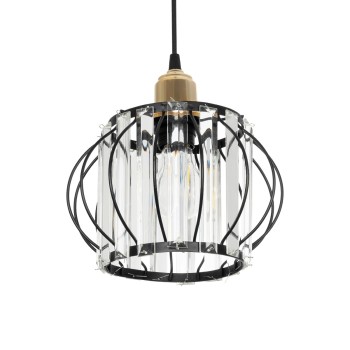 GLOBOSTAR® LUCERO 201-0078 Vintage Κρεμαστό Φωτιστικό Οροφής με Ντουί 1 x E27 AC 220-240V IP20 - Μαύρο & Διάφανο - Μ24 x Π24 x Υ24cm