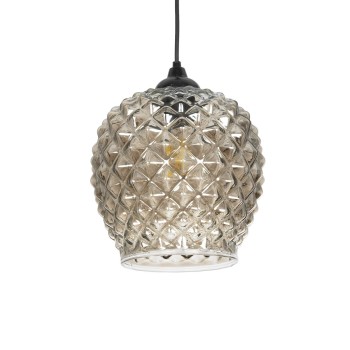 GLOBOSTAR® KEGEL 206-0006 Μοντέρνο Κρεμαστό Φωτιστικό Οροφής με Ντουί 1 x E27 AC 220-240V IP20 - Μαύρο Φιμέ - Μ19 x Π19 x Υ19cm