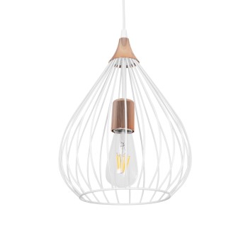 GLOBOSTAR® RADIARO 201-0014 Vintage Κρεμαστό Φωτιστικό Οροφής με Ντουί 1 x E27 AC 220-240V IP20 - Λευκό & Χάλκινο - Μ26 x Π26 x Υ35cm