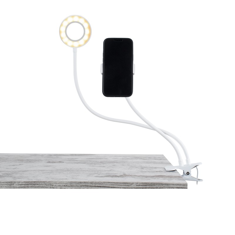 GloboStar® 75808 Professional Digital Ring Light Φ9cm LED SMD 10W 1000lm 180° DC 5V με Καλώδιο Τροφοδοσίας USB - Ενσωματωμένο Χειριστήριο Εναλλαγής Χρωμάτων & 1 Βάση Τηλεφώνου - CCT Θερμό Λευκό 3000K - Φυσικό Λευκό 4500K - Ψυχρό Λευκό 6000K Dimmable Λ