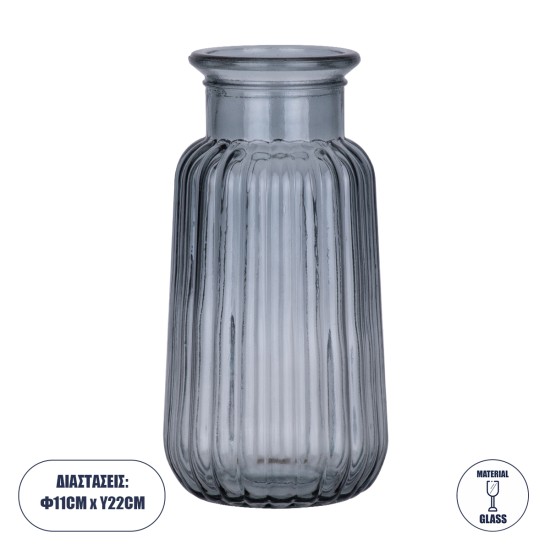 GloboStar® LAYLA 35601 Διακοσμητικό Βάζο Γυάλινο Γκρι Φ11 x Υ22cm GloboStar® LAYLA 35601 Διακοσμητικό Βάζο Γυάλινο Γκρι Φ11 x Υ22cm