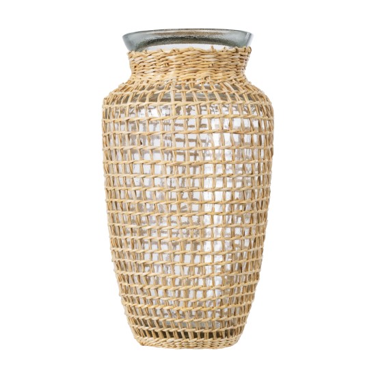 GloboStar® MANDY 35621 Διακοσμητικό Βάζο Γυάλινο Διάφανο με Μπαμπού Φ11.5 x Υ21cm GloboStar® MANDY 35621 Διακοσμητικό Βάζο Γυάλινο Διάφανο με Μπαμπού Φ11.5 x Υ21cm