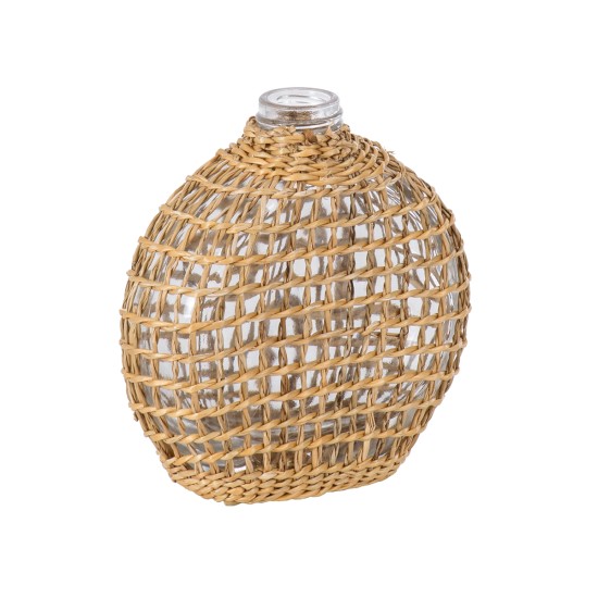 GloboStar® MANDY 35624 Διακοσμητικό Βάζο Γυάλινο Διάφανο με Μπαμπού Μ10.5 x Π4 x Υ11cm GloboStar® MANDY 35624 Διακοσμητικό Βάζο Γυάλινο Διάφανο με Μπαμπού Μ10.5 x Π4 x Υ11cm