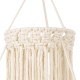 GloboStar® 36200 ETHIOPIA Boho Καπέλο Φωτιστικού- Μακραμέ Πλεκτό Χειροποίητο Μπεζ Σχοινί Μ30 x Π30 x Υ90cm