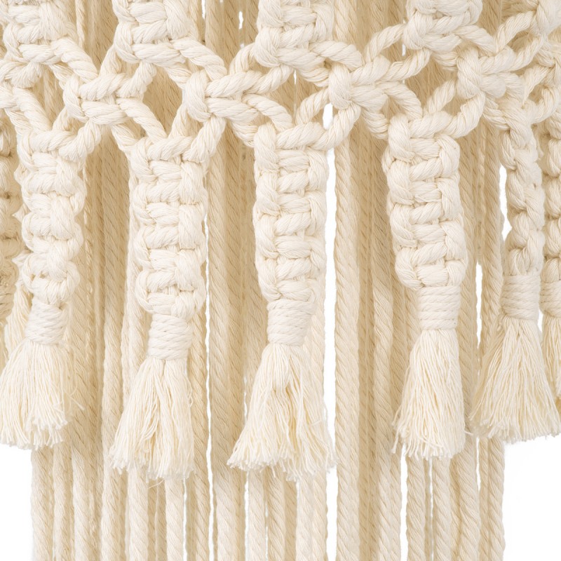 GloboStar® 36200 ETHIOPIA Boho Καπέλο Φωτιστικού- Μακραμέ Πλεκτό Χειροποίητο Μπεζ Σχοινί Μ30 x Π30 x Υ90cm