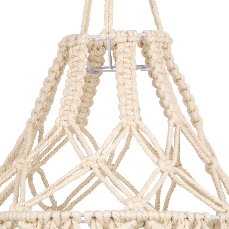 GloboStar® 36201 MOROCCO Boho Καπέλο Φωτιστικού- Μακραμέ Πλεκτό Χειροποίητο Μπεζ Σχοινί Μ30 x Π30  x Υ70cm