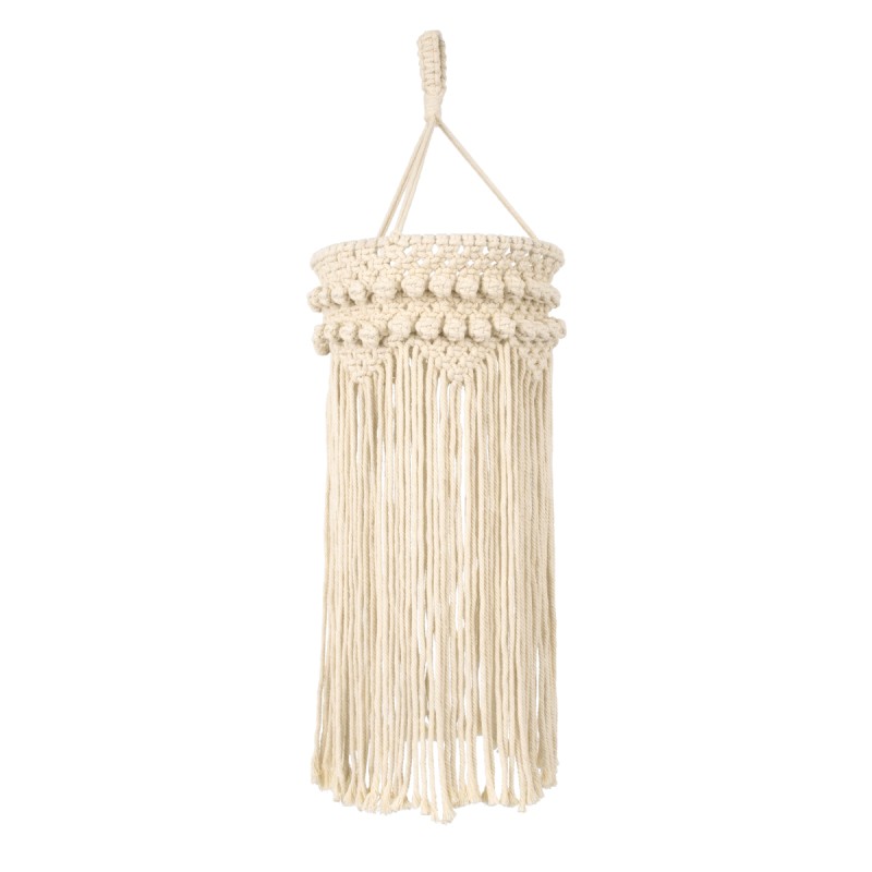 GloboStar® 36205 UGANDA Boho Καπέλο Φωτιστικού- Μακραμέ Πλεκτό Χειροποίητο Μπεζ Σχοινί Μ25 x Π25  x Υ70cm