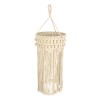 GloboStar® 36205 UGANDA Boho Καπέλο Φωτιστικού- Μακραμέ Πλεκτό Χειροποίητο Μπεζ Σχοινί Μ25 x Π25  x Υ70cm