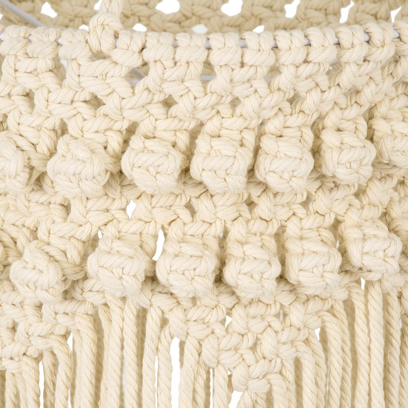 GloboStar® 36205 UGANDA Boho Καπέλο Φωτιστικού- Μακραμέ Πλεκτό Χειροποίητο Μπεζ Σχοινί Μ25 x Π25  x Υ70cm