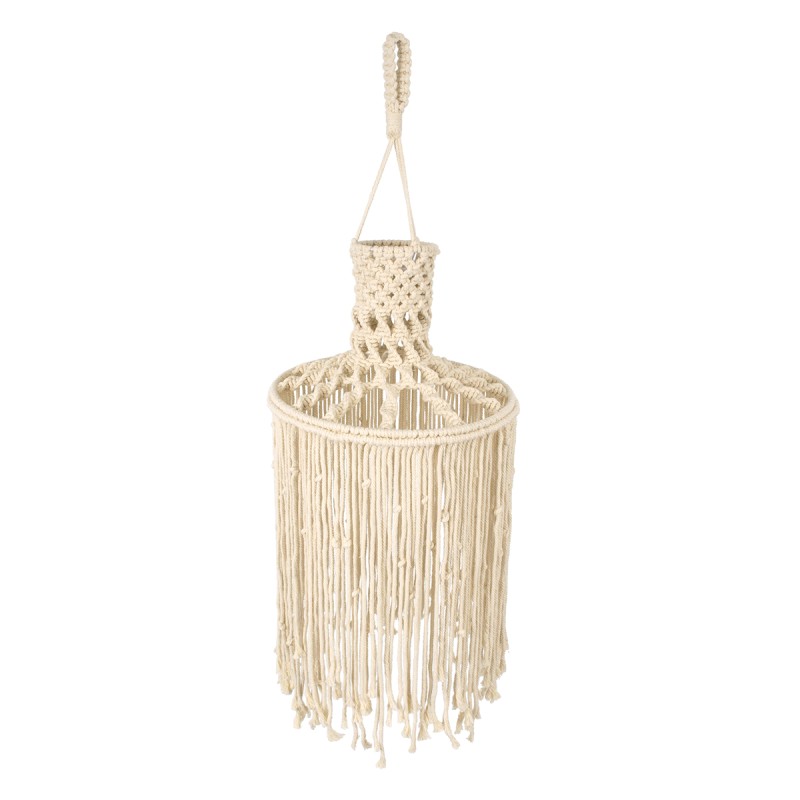 GloboStar® 36207 SENEGAL Boho Καπέλο Φωτιστικού- Μακραμέ Πλεκτό Χειροποίητο Μπεζ Σχοινί Μ30 x Π30  x Υ80cm