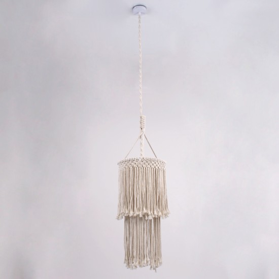 GloboStar® ZAMBIA 36208 Boho Κρεμαστό Φωτιστικό Μακραμέ Μονόφωτο 1 x E27 IP20 Μπεζ Ύφασμα - Μ30 x Π30 x Υ60cm GloboStar® ZAMBIA 36208 Boho Κρεμαστό Φωτιστικό Μακραμέ Μονόφωτο 1 x E27 IP20 Μπεζ Ύφασμα - Μ30 x Π30 x Υ60cm