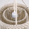 GloboStar® ZAMBIA 36208 Boho Κρεμαστό Φωτιστικό Μακραμέ Μονόφωτο 1 x E27 IP20 Μπεζ Ύφασμα - Μ30 x Π30 x Υ60cm