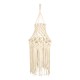 GloboStar® 36209 SOMALIA Boho Καπέλο Φωτιστικού Μακραμέ Πλεκτό Χειροποίητο Μπεζ Σχοινί Μ30 x Π30  x Υ90cm
