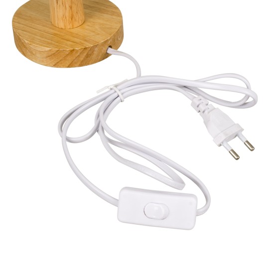GloboStar® RWANDA 36210 Boho Επιτραπέζιο Φωτιστικό Πορτατίφ Μονόφωτο 1 x E27 IP20 Μπεζ Σχοινί με Καφέ Ξύλο - Μ15 x Π15 x Υ30cm GloboStar® RWANDA 36210 Vintage Επιτραπέζιο Φωτιστικό Πορτατίφ Μονόφωτο Boho - Μακραμέ Πλεκτό Χειροποίητο Μπεζ Υφασμάτινο με Σχοινί Φ15 x Υ30cm