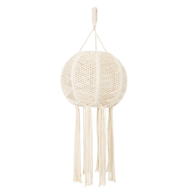 GloboStar® 36214 EGYPT Boho Καπέλο Φωτιστικού- Μακραμέ Πλεκτό Χειροποίητο Μπεζ Σχοινί Μ30 x Π30  x Υ75cm