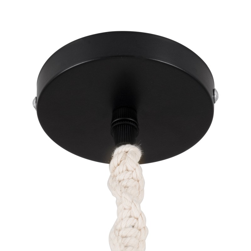 GloboStar® SHAQRA 36216 Μοντέρνο Κρεμαστό Φωτιστικό Μακραμέ Μονόφωτο 1 x E27 IP20 Μπεζ Ύφασμα - Μ4 x Π4 x Υ110cm