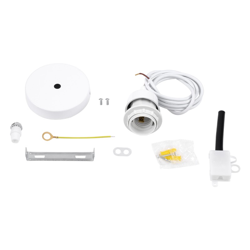 GloboStar® HANNA 36217 Μοντέρνο Κρεμαστό Φωτιστικό Ανάρτηση Μονόφωτο 1 x E27 IP20 Λευκό Πλαστικό - Μ4 x Π4 x Υ110cm