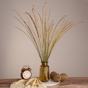 GloboStar® SMUTGRASS 36502 Αποξηραμένο Φυτό Χορταφιλιά - Μπουκέτο Διακοσμητικών Κλαδιών Μπεζ - Πράσινο Υ90cm - Σετ 100 τμχ