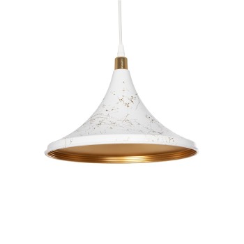 GLOBOSTAR® MARBLE 203-0098 Μοντέρνο Κρεμαστό Φωτιστικό Οροφής με Ντουί 1 x E27 AC 220-240V IP20 - Λεύκο & Χρυσό - Μ30 x Π30 x Υ20cm