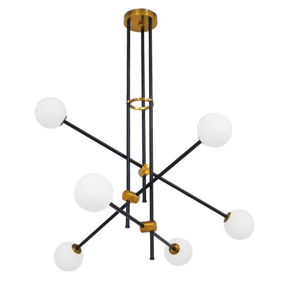GloboStar® VELVET 00994 Μοντέρνο Φωτιστικό Οροφής Πλέγμα Πολύφωτο 6 x G9 IP20 Μαύρο & Χρυσό Μέταλλο με Λευκό Γυαλί - Μ80 x Π80 x Υ85cm GloboStar® VELVET 00994 Μοντέρνο Φωτιστικό Οροφής Πλέγμα Πολύφωτο 6 x G9 IP20 Μαύρο & Χρυσό Μέταλλο με Λευκό Γυαλί - Μ80 x Π80 x Υ85cm