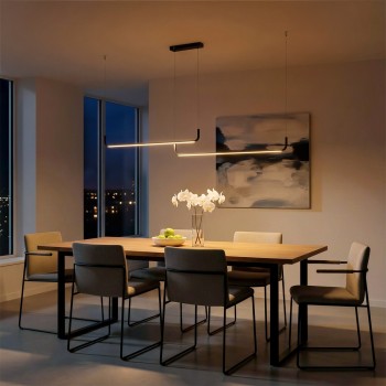 kelvo® LINARIA KLV-101-0258-V2 Κρεμαστό Φωτιστικό Οροφής LED 72W 7200lm 180° AC 220-240V IP20 Ρυθμιζόμενο Λευκό CCT με Χειριστήριο από 2700K έως 6000K Dimmable - Lumileds SMD Chip - Μαύρο Ματ - Μ220 x Π4 x Υ25cm - 3 Χρόνια Εγγύηση