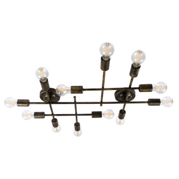 GLOBOSTAR® PIPING 00669-1 Vintage Φωτιστικό Οροφής με Ντουί 12 x E27 AC 220-240V IP20 - Μπρούτζινο - Μ78.5 x Π9.5 x Υ64cm