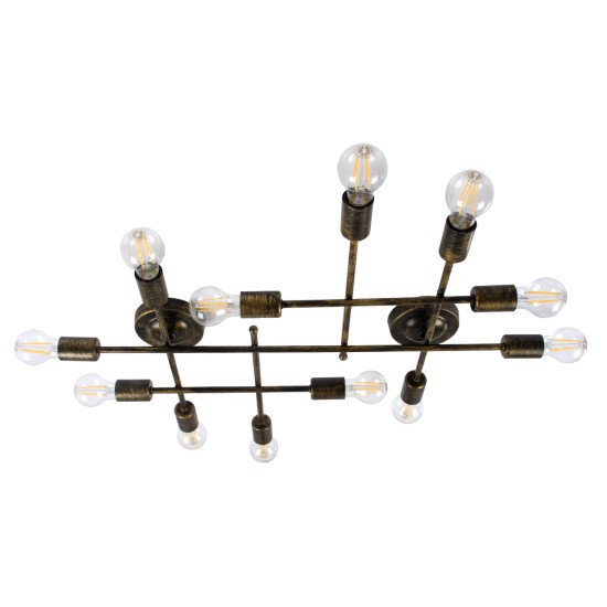 GloboStar® PIPING 00669-1 Vintage Φωτιστικό Οροφής Πλέγμα Πολύφωτο 12 x E27 IP20 Μπρούτζινο Μέταλλο - Μ78.5 x Π9.5 x Υ64cm GloboStar® PIPING 00669-1 Vintage Φωτιστικό Οροφής Πλέγμα Πολύφωτο 12 x E27 IP20 Μπρούτζινο Μέταλλο - Μ78.5 x Π9.5 x Υ64cm