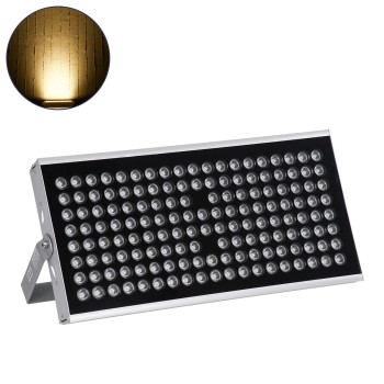 GloboStar® FLOOD-TENA 90223 Προβολέας Wall Washer για Φωτισμό Κτιρίων LED 150W 13500lm 10° AC 220-240V Αδιάβροχο IP65 L43.5 x W15.5 x H18cm Θερμό Λευκό 2700K - Ασημί - 3 Years Warranty