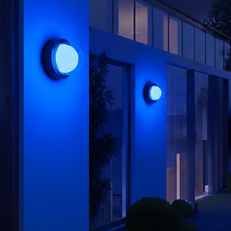 kelvo® NEXA KLV-101-0249 Φωτιστικό Τοίχου / Απλίκα LED 6W 360lm 180° AC 220-240V Αδιάβροχο IP65 Μπλε - Sanan SMD Chip & TÜV SÜD Driver - Μαύρο Ματ - Μ11 x Π8.5 x Υ11cm - 5 Χρόνια Εγγύηση