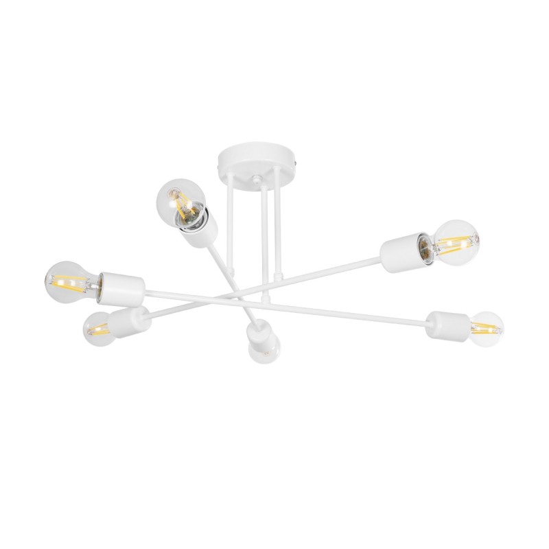 GloboStar® SPIDI 203-0113 Μοντέρνο Φωτιστικό Οροφής Πλέγμα Πολύφωτο 6 x E27 IP20 Λευκό Μέταλλο - Μ61 x Π61 x Υ37cm