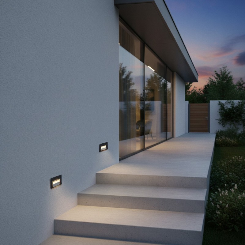 kelvo® STEPART KLV-101-0080 Χωνευτό Φωτιστικό Σκαλοπατιού / Διαδρόμου LED 3W 375lm 45° AC 220-240V Αδιάβροχο IP65 Θερμό Λευκό 2700K - Lumileds SMD Chip & TÜV SÜD Driver - Μαύρο Ματ - Μ10.5 x Π4.5 x Υ6cm / Q9.1 x 4.5cm - 5 Χρόνια Εγγύηση