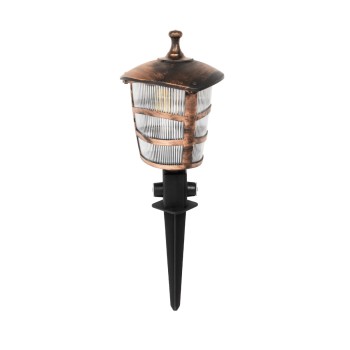 GloboStar® ZARDIN 203-0228 Vintage Καρφωτό Φωτιστικό Φαναράκι Μονόφωτο 1 x E27 IP44 Χάλκινο & Διάφανο Πλαστικό - Μ17 x Π17 x Υ50cm