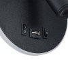 GLOBOSTAR® LADY-R 60938 Μοντέρνο Φωτιστικό Τοίχου - Απλίκα Ξενοδοχείου Reading Light με Φορτιστή USB 3A LED 6W 600lm 36° & 360° AC 220-240V IP20 Φυσικό Λευκό 4500K - Bridgelux COB Chip & TÜV SÜD Driver - Μαύρο Ματ - Μ15 x Π15 x Υ7cm - 3 Χρόνια Εγγ
