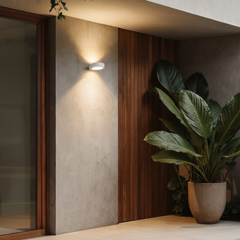 kelvo® AURA KLV-101-0115 Μοντέρνο Φωτιστικό Τοίχου - Απλίκα LED 7W 875lm 45° AC 220-240V Αδιάβροχο IP65 Θερμό Λευκό 2700K - Bridgelux COB Chip & TÜV SÜD Driver - Λευκό Ματ - Μ15 x Π13 x Υ4.5cm - 5 Χρόνια Εγγύηση