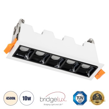 GLOBOSTAR® LUMINAR 60318 Χωνευτό Downlight Σποτ LED 10W 1400lm 36° AC 220-240V IP20 Φυσικό Λευκό 4500K - Osram SMD Chip & TÜV SÜD Driver - Λευκό & Μαύρο Ματ - Μ14.8 x Π4.3 x Υ4.5cm / Q13.5 x 3.5cm - 5 Χρόνια Εγγύηση