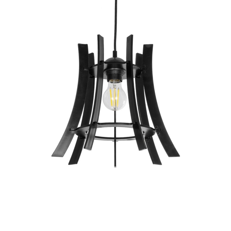 GloboStar® VIVIDUS 202-0029 Μοντέρνο Κρεμαστό Φωτιστικό Ανάρτηση Μονόφωτο 1 x E27 IP20 Μαύρο  - Μ30 x Π30 x Υ70cm