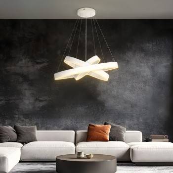 kelvo® VENOM 61189-DECO Μοντέρνο Κρεμαστό Φωτιστικό Οροφής LED 120W 14158lm 120° AC 220-240V IP20 Ρυθμιζόμενο Λευκό CCT με Χειριστήριο από 2700K έως 6000K Dimmable - Lumileds SMD Chip - Λευκό Ματ - Μ80 x Π80 x Υ60cm - 3 Χρόνια Εγγύηση