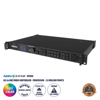 GLOBOSTAR® VX400 41014 Novastar VX400 All in One Processor & Video Controller για Οθόνες LED Video Wall 2.6 million pixel Max W10240px/Max H8192px - Input Signal W1920 x H1200@60Hz - 4 Gigabit Ethernet Output Port - AC 220-240V IP20 - Μ48.3 x Π30.1 x 