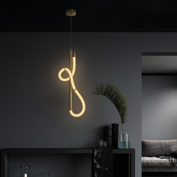 kelvo® GLOW KLV-101-0160 Κρεμαστό Φωτιστικό Οροφής LED 24W 2400lm 360° AC 220-240V IP20 Ρυθμιζόμενο Λευκό CCT με On/Off 2700K/4500K/6000K - Lumileds SMD Chip - Χρυσό Πλατίνα - Μ30 x Π17 x Υ66cm - 3 Χρόνια Εγγύηση