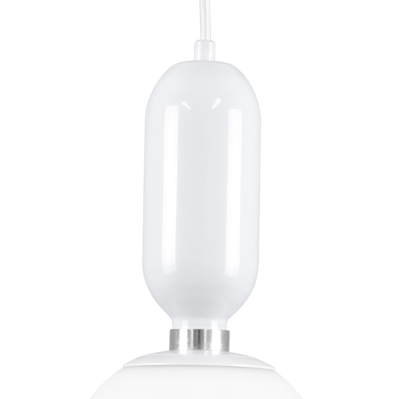 GloboStar® MAVERICK 00944 Μοντέρνο Κρεμαστό Φωτιστικό Μπάλα Μονόφωτο 1 x E27 IP20 Λευκό Μέταλλο με Λευκό Γυαλί - Μ15 x Π15 x Υ33cm