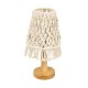 GloboStar® RWANDA 36210 Boho Επιτραπέζιο Φωτιστικό Πορτατίφ Μονόφωτο 1 x E27 IP20 Μπεζ Σχοινί με Καφέ Ξύλο - Μ15 x Π15 x Υ30cm GloboStar® RWANDA 36210 Vintage Επιτραπέζιο Φωτιστικό Πορτατίφ Μονόφωτο Boho - Μακραμέ Πλεκτό Χειροποίητο Μπεζ Υφασμάτινο με Σχοινί Φ15 x Υ30cm