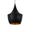 GloboStar® SHANGHAI 01025-A Μοντέρνο Κρεμαστό Φωτιστικό Καμπάνα Μονόφωτο 1 x E27 IP20 Μαύρο & Χρυσό Μέταλλο - Μ24 x Π24 x Υ30cm
