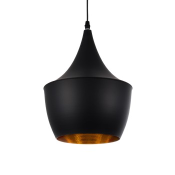 GLOBOSTAR® SHANGHAI 01025-A Μοντέρνο Κρεμαστό Φωτιστικό Οροφής με Ντουί 1 x E27 AC 220-240V IP20 - Μαύρο & Χρυσό - Μ24 x Π24 x Υ30cm